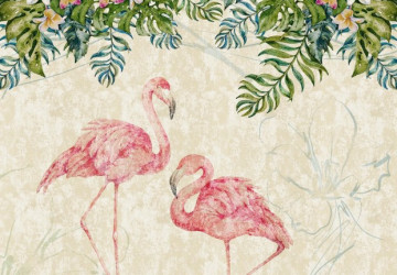 eskitilmiş zemin üzerine flamingolar…